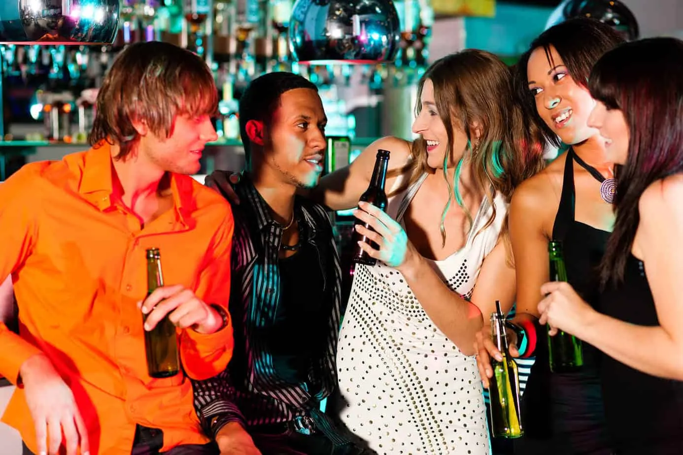 Group of friends in nightclub