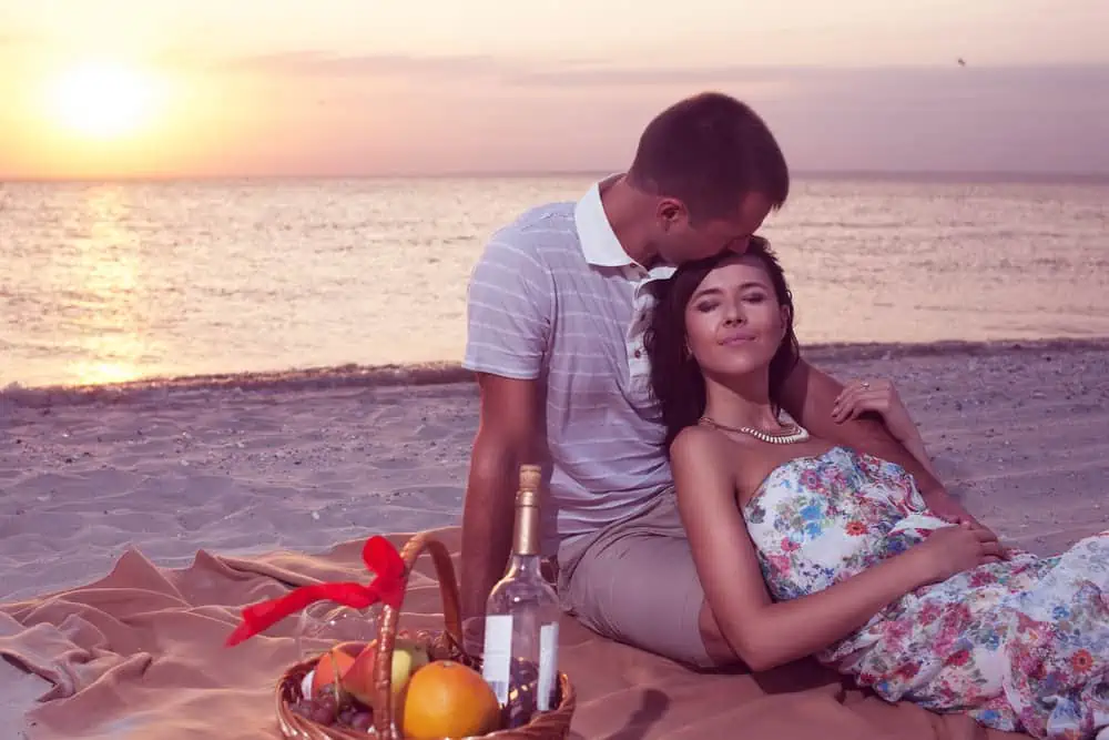 romantic beach picnic